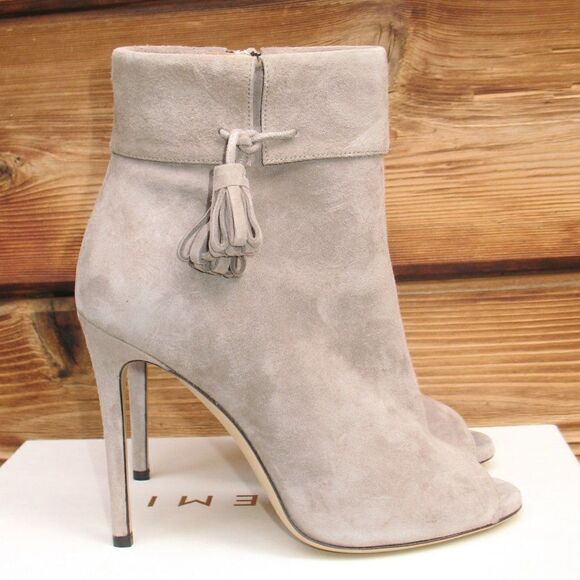 NEW M. Gemi Suede Peep Toe Ballata Ankle Boots - Picture 1 of 10